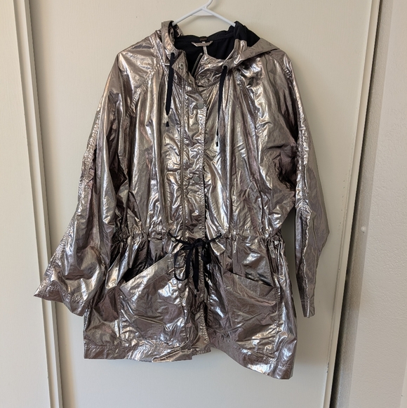 Free People Jackets & Blazers - Free People Womens Small Hooded Jacket Silver Metallic Maximalist Utility